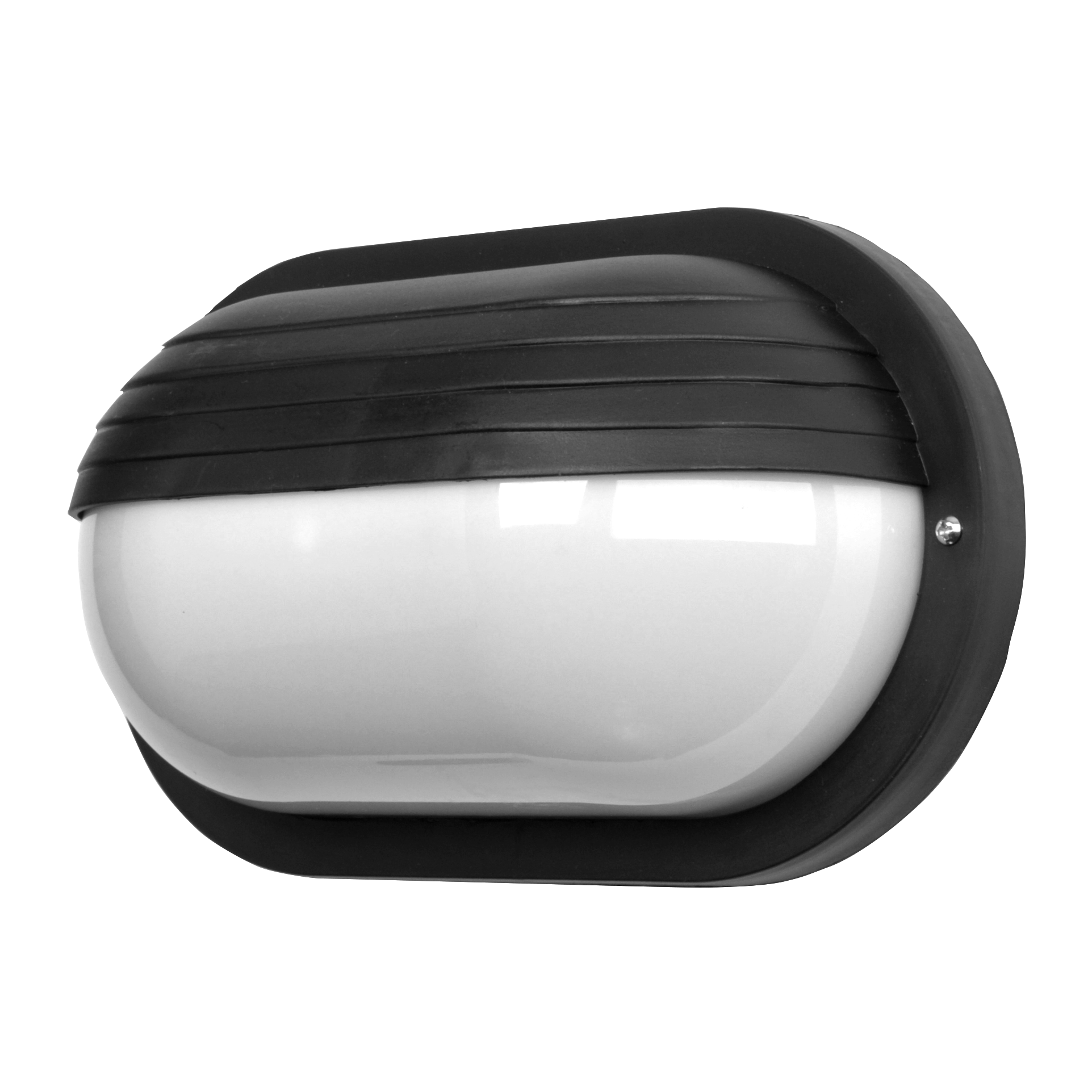 Aplique exterior oval Canopus grande, negro, Fabrilamp, IP44, E27. Iluminación moderna para exteriores.