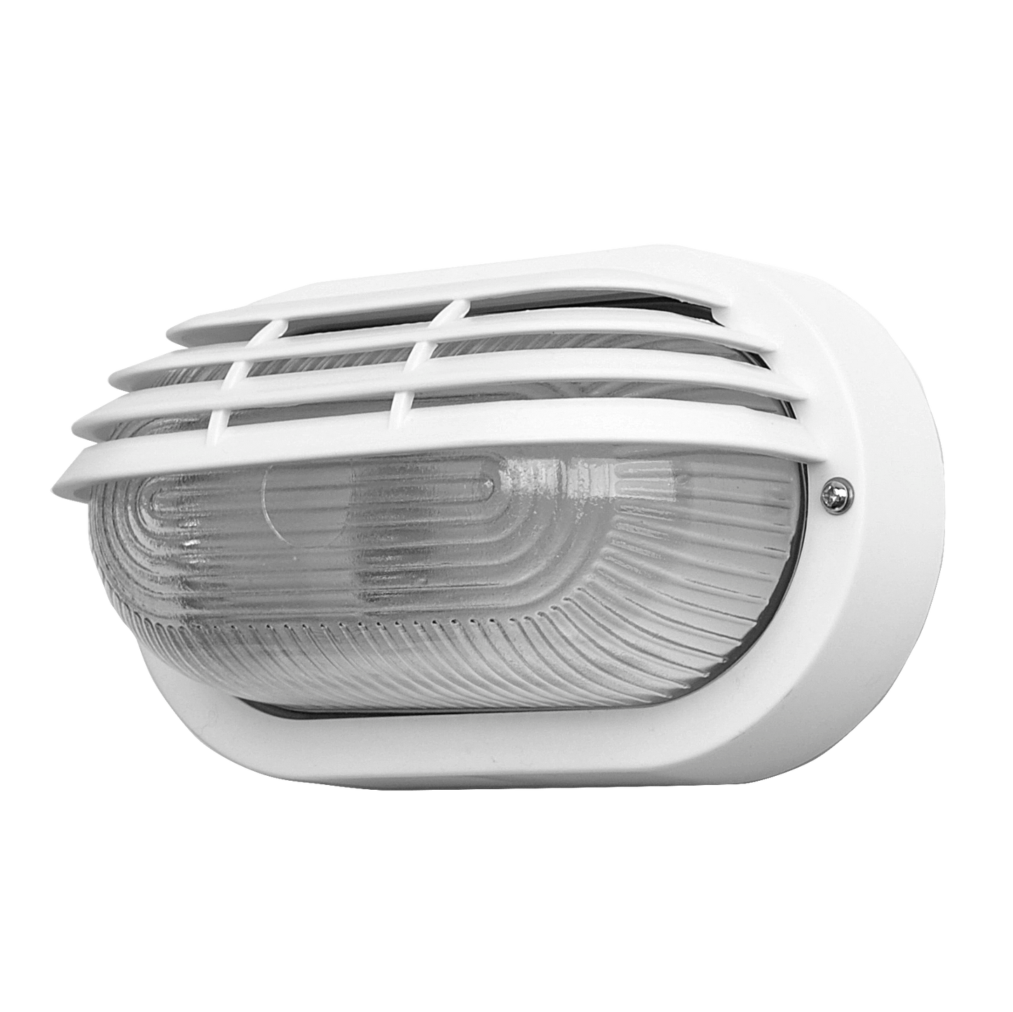 Aplique Canopus fabricado en policarbonato color blanco, ideal para iluminación exterior resistente