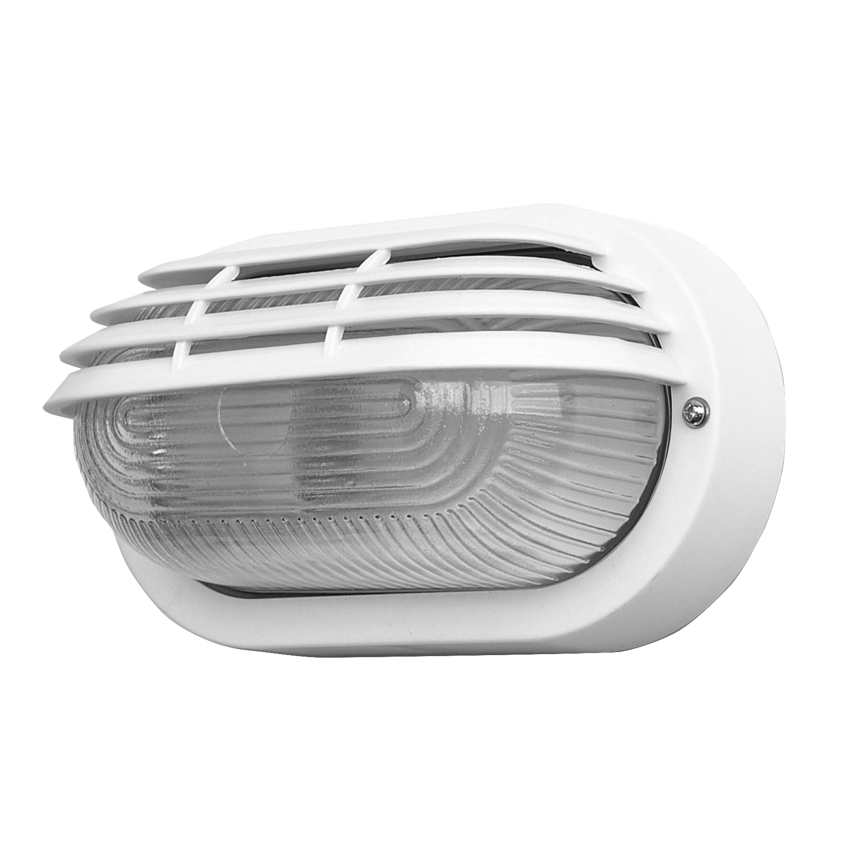 Aplique Canopus fabricado en policarbonato color blanco, ideal para iluminación exterior resistente