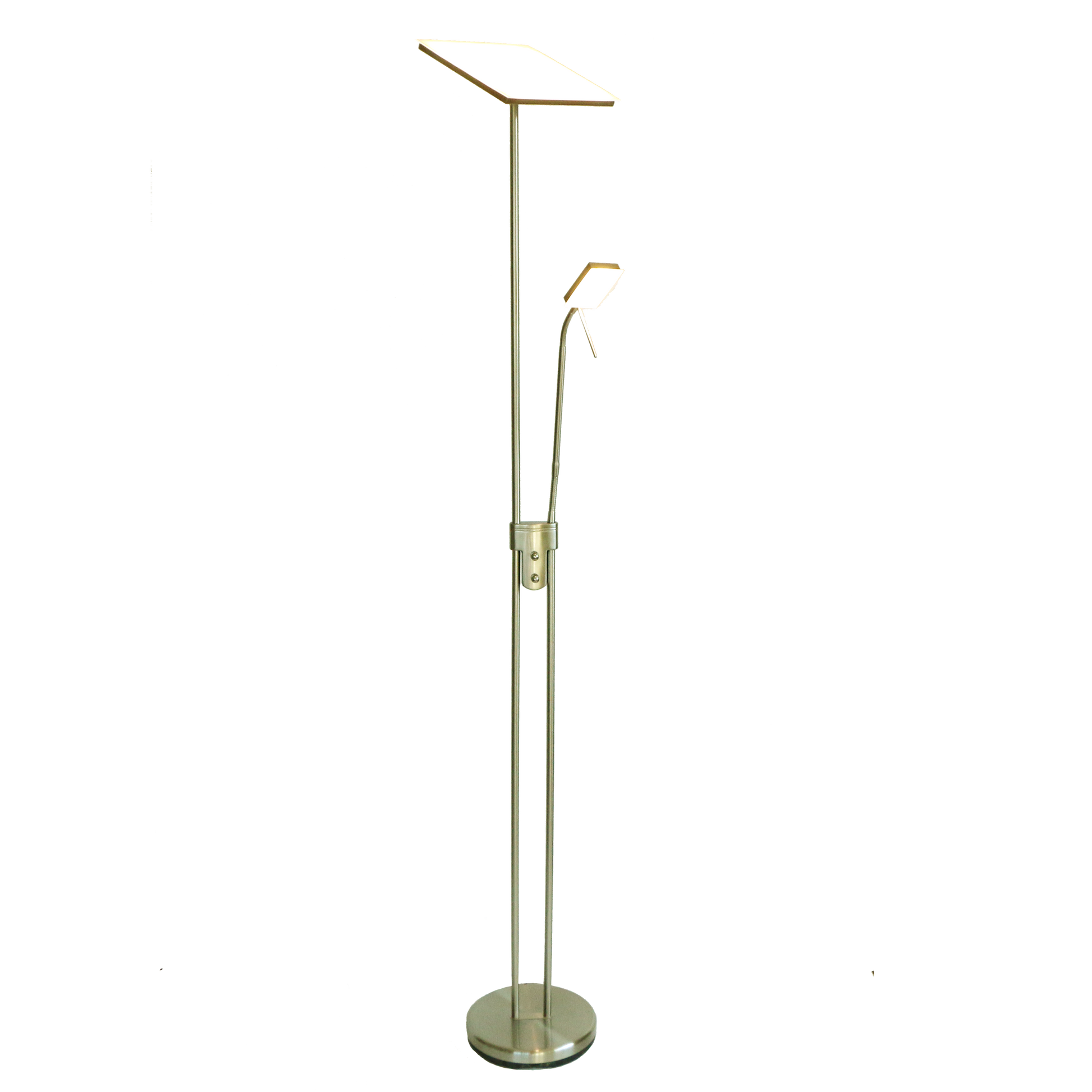 Lámpara de pie Betelgeuse fabricada en metal color cuero con lector articulable