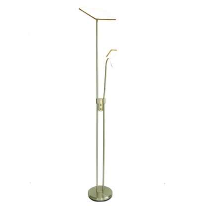 Lámpara de pie Betelgeuse fabricada en metal color cuero con lector articulable