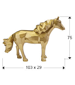 Medidas de Figura Decorativa de caballo Future Horse de Schuller (Future Horse) en color Dorado con diseño poliédrico - Ref 679466.

