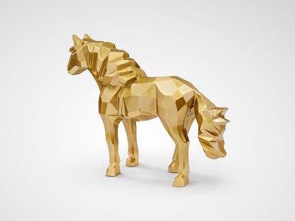 Trasera de Figura Decorativa de caballo Future Horse de Schuller (Future Horse) en color Dorado con diseño poliédrico - Ref 679466.

