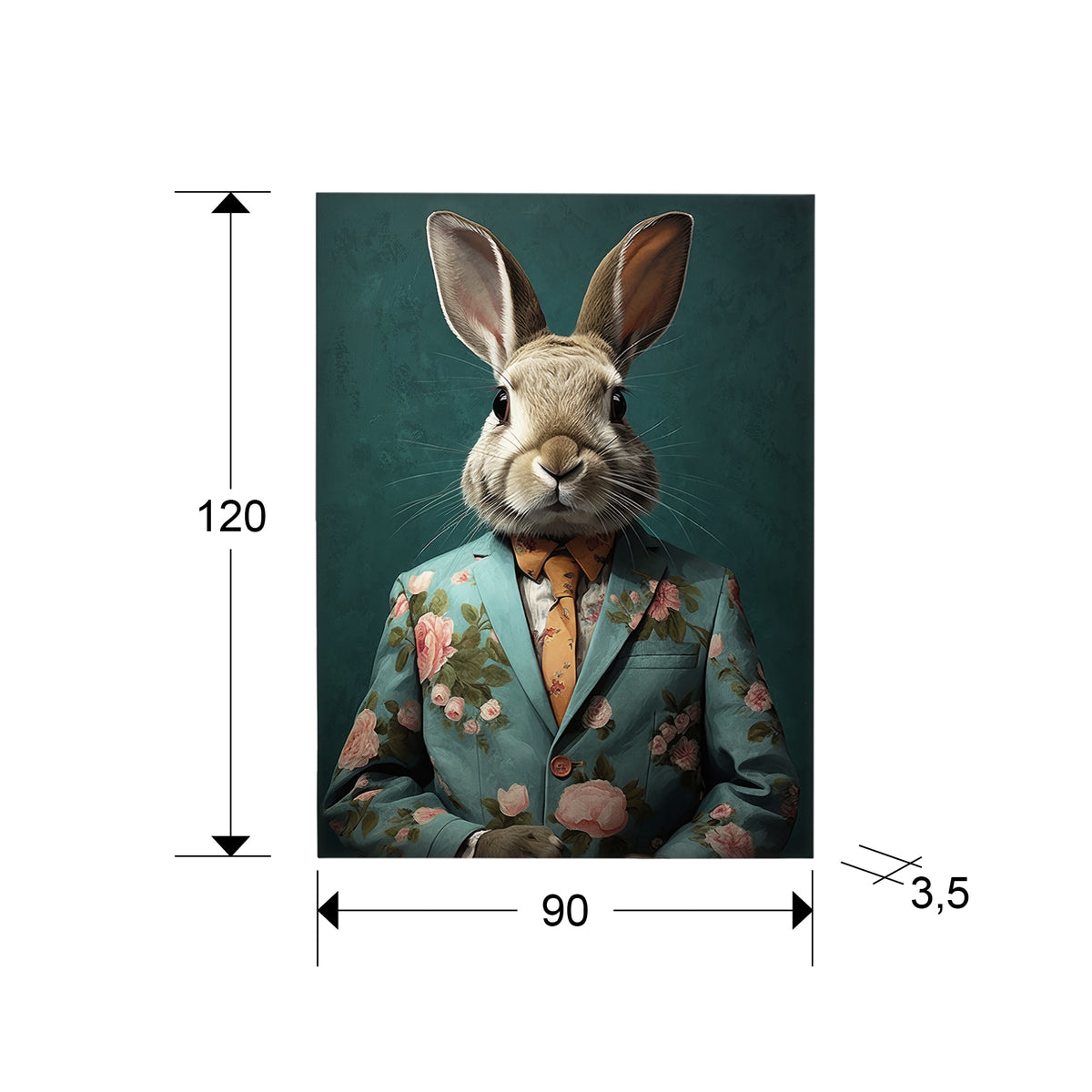 Plano con medidas de Cuadro Pintura Acrílica Mr Rabbit 90x120 cm Schuller · Ref. 679602