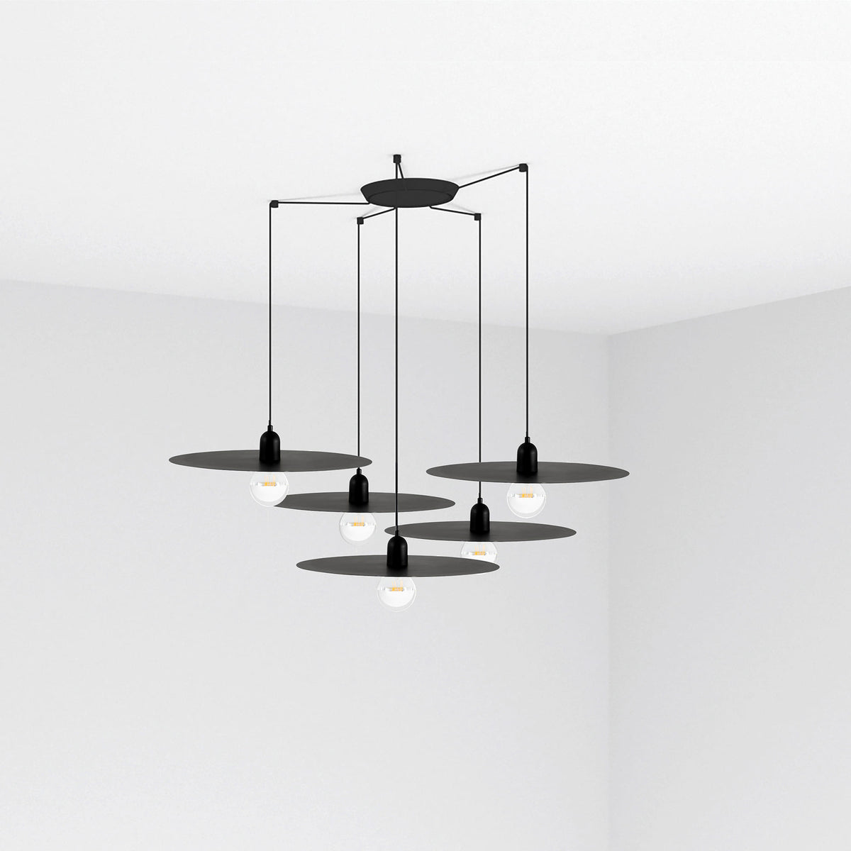 PLAT Colgante Escandinavo 5 Luces FARO - Negro | FARO · Ref. 68145-5L