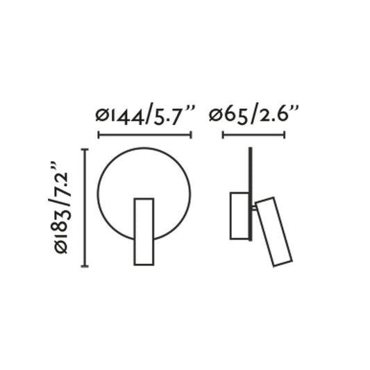 Plano con medidas de Aplique Lector DUAS Negro Mate con USB C Faro