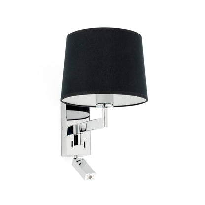 Aplique con Lector ARTIS Cromo y Negro FARO 68493-03 para Iluminación de Cama