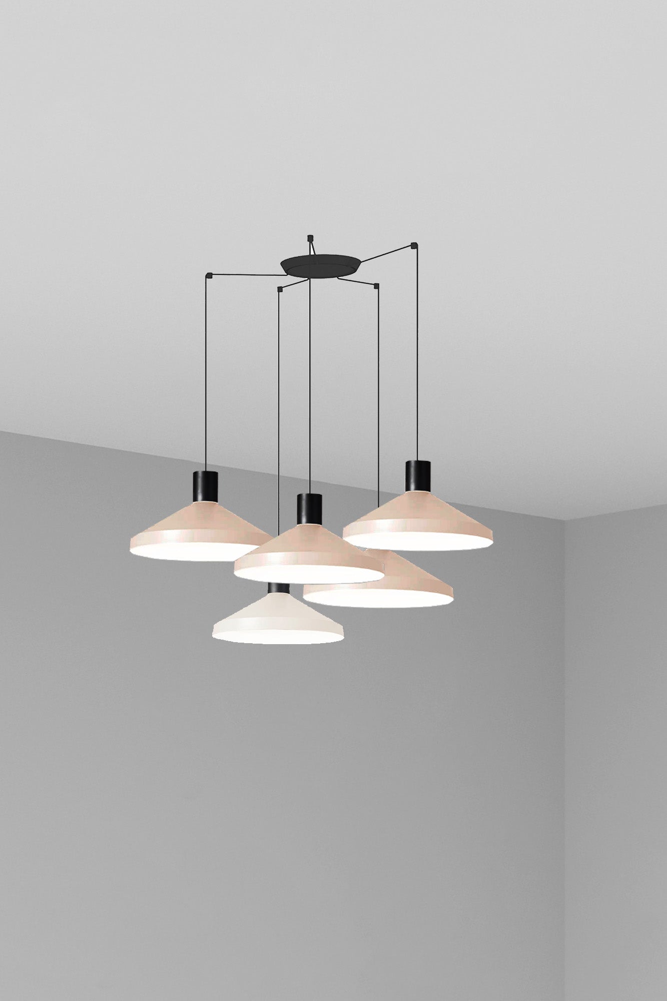 Lámpara colgante KOMBO Beige 5 Luces FARO 68596-5L para salón y comedor