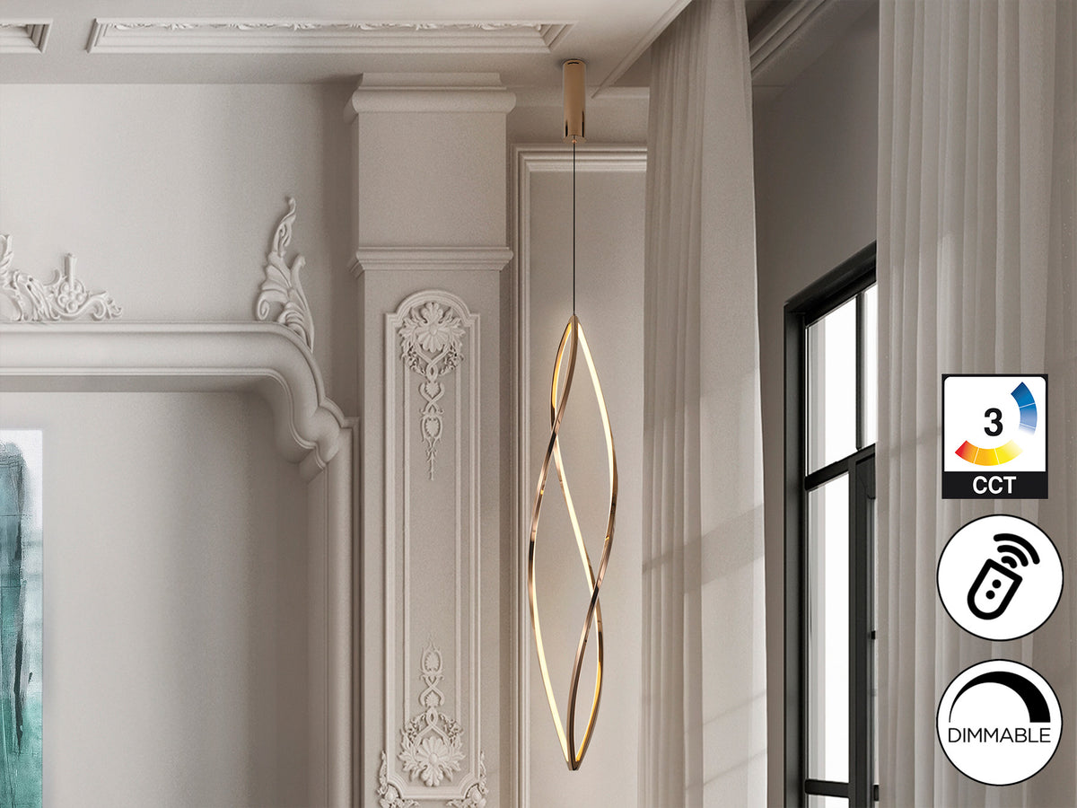 Lámpara Colgante LED Adele 60W Oro Rosa con Mando Schuller en ambiente decorado | Schuller