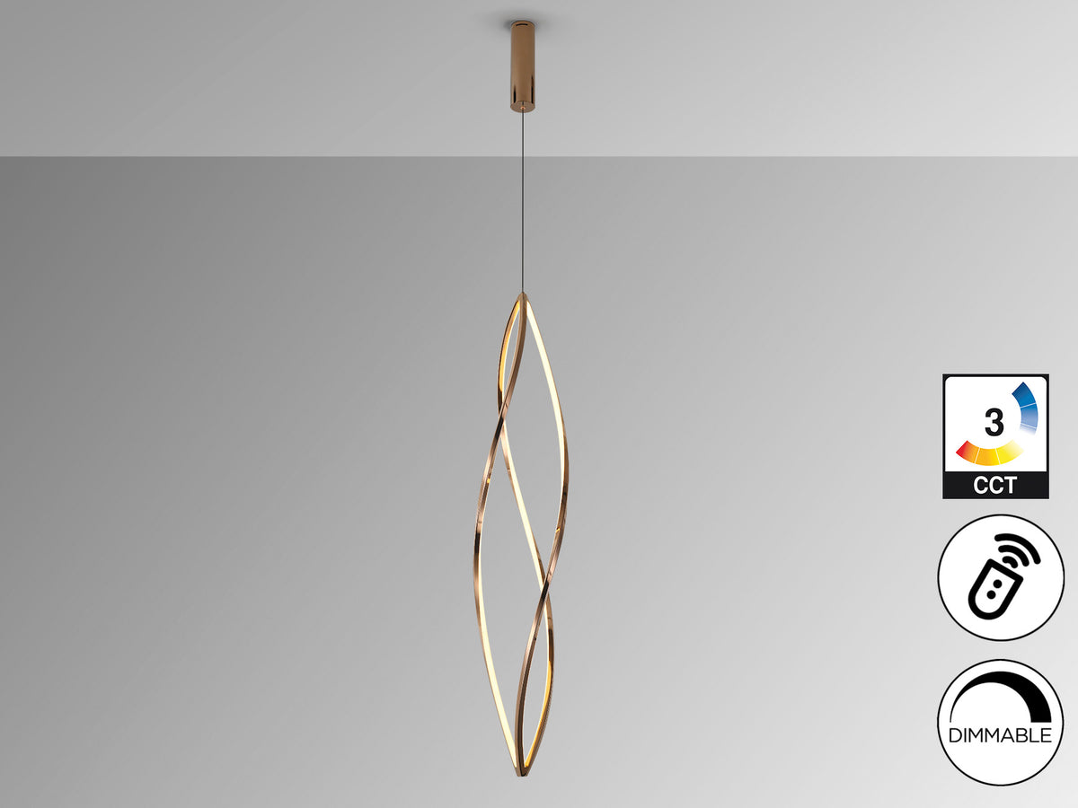 Lámpara Colgante LED Adele 60W Oro Rosa con Mando Schuller en ambiente decorado | Schuller