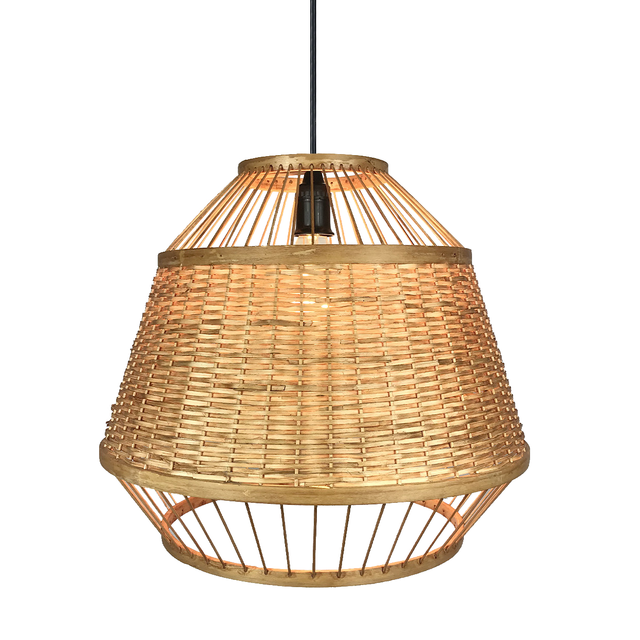 Colgante Croton fabricado en bambú natural color madera, estilo rústico