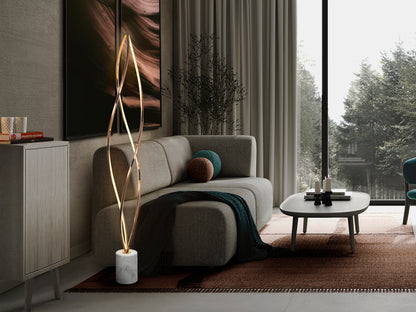 Lámpara de Pie Adele 133 cm Oro Rosa con Base de Mármol Schuller en ambiente decorado | Schuller
