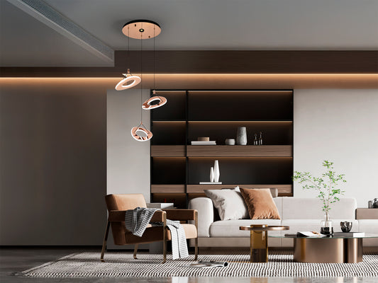 Lámpara Colgante Mirena 3 Luces LED Oro Rosa Schuller - vista principal | Schuller