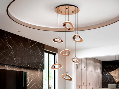Lámpara Colgante LED Mirena 7 Luces Oro Rosa Schuller en ambiente decorado | Schuller