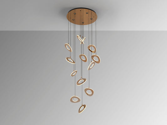 Lámpara Colgante LED Mirena 13 Luces Oro Rosa Schuller en ambiente decorado | Schuller