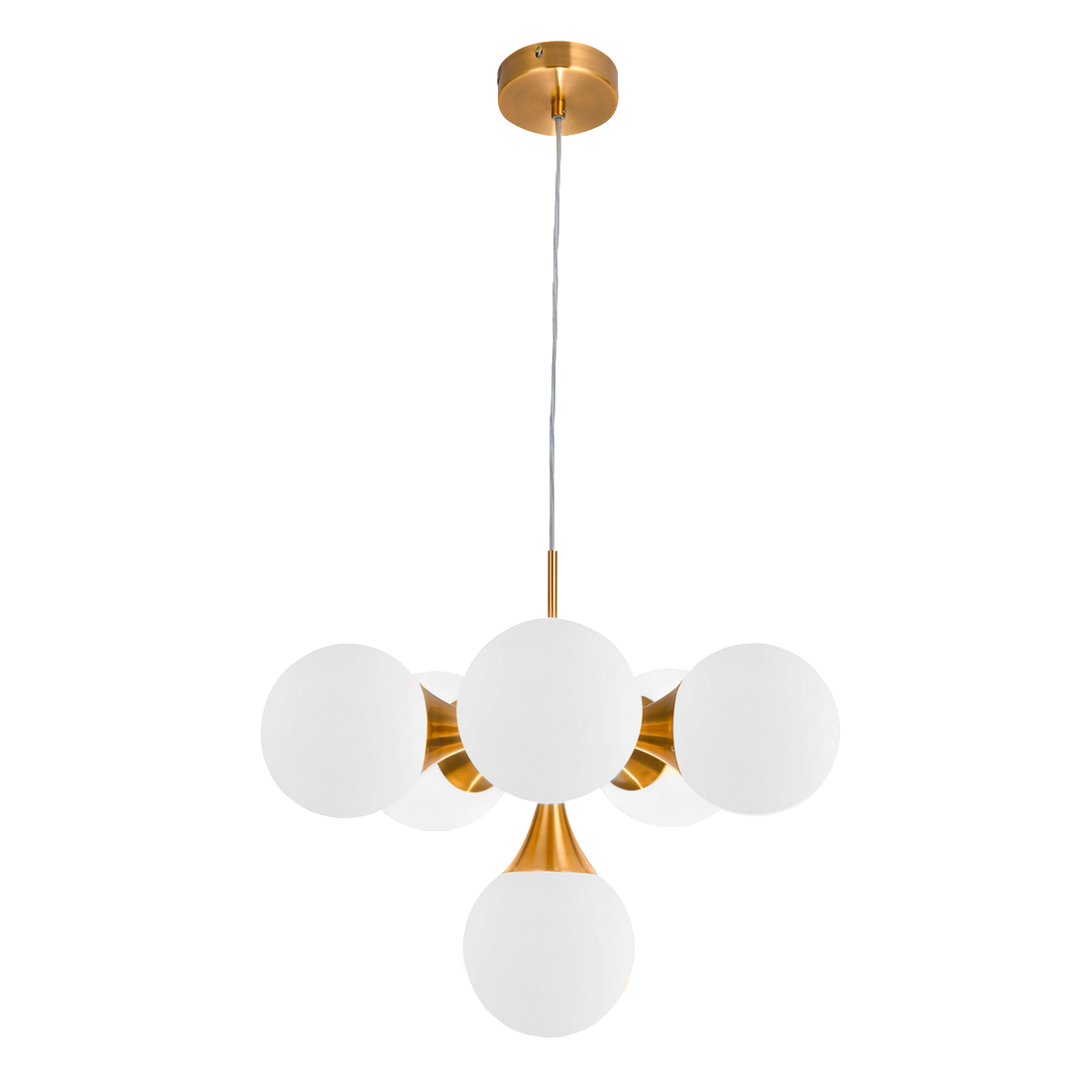 Elegante lámpara de techo dorada, ideal para salones modernos