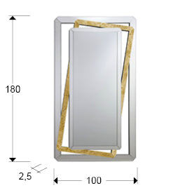 Dimensiones, medidas y plano técnico acotado de Espejo de Pared Nora 100x180 cm Pan de Oro Biselado Schuller
