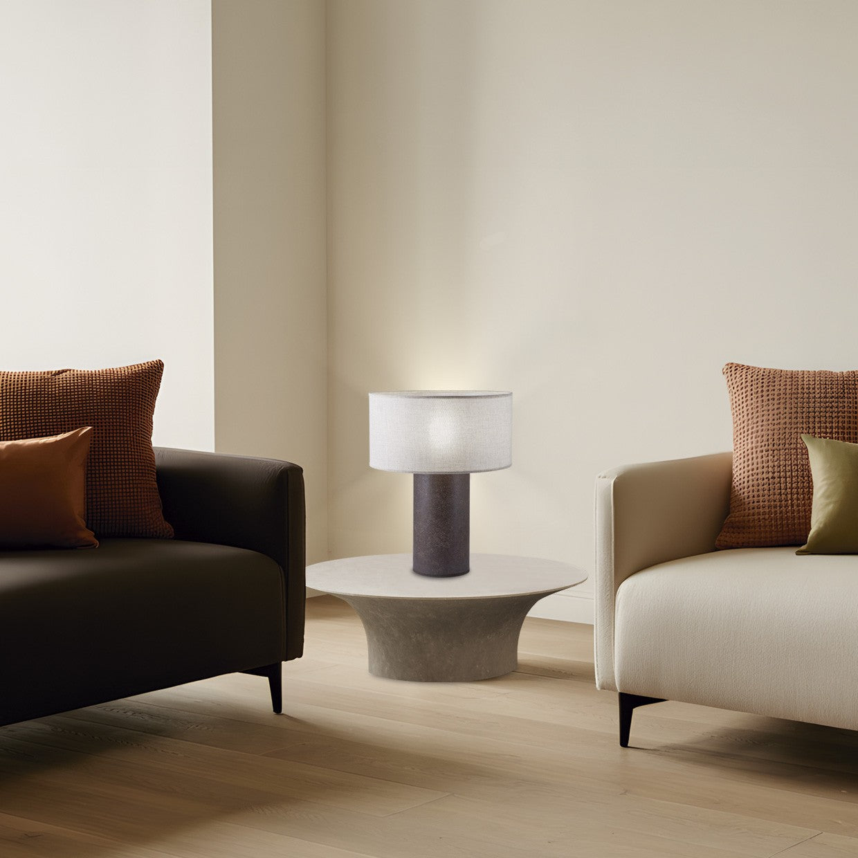 Lámpara de sobremesa Brandy ALEMAR en ambiente salón - Detalle artesanal