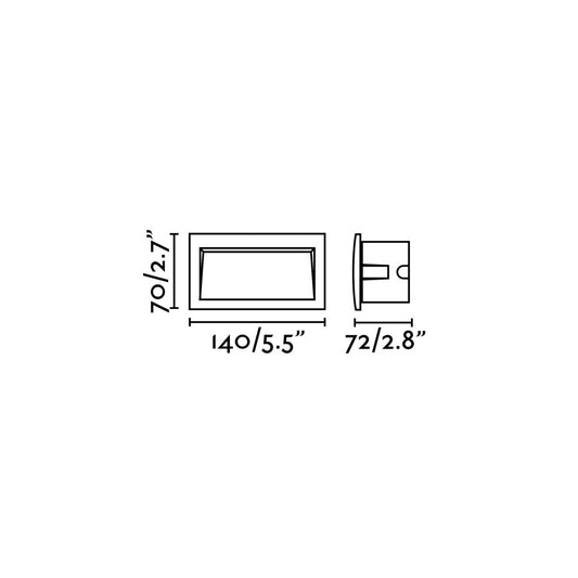 Plano con medidas de Empotrable de Pared LED Exterior Sedna RCT 3W Gris Oscuro FARO
