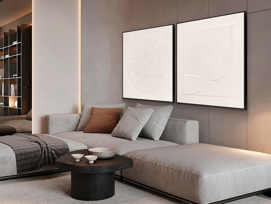 Set de Bajorrelieves Decorativos Albos 100x100 cm Marco Negro Schuller en ambiente decorado | Schuller