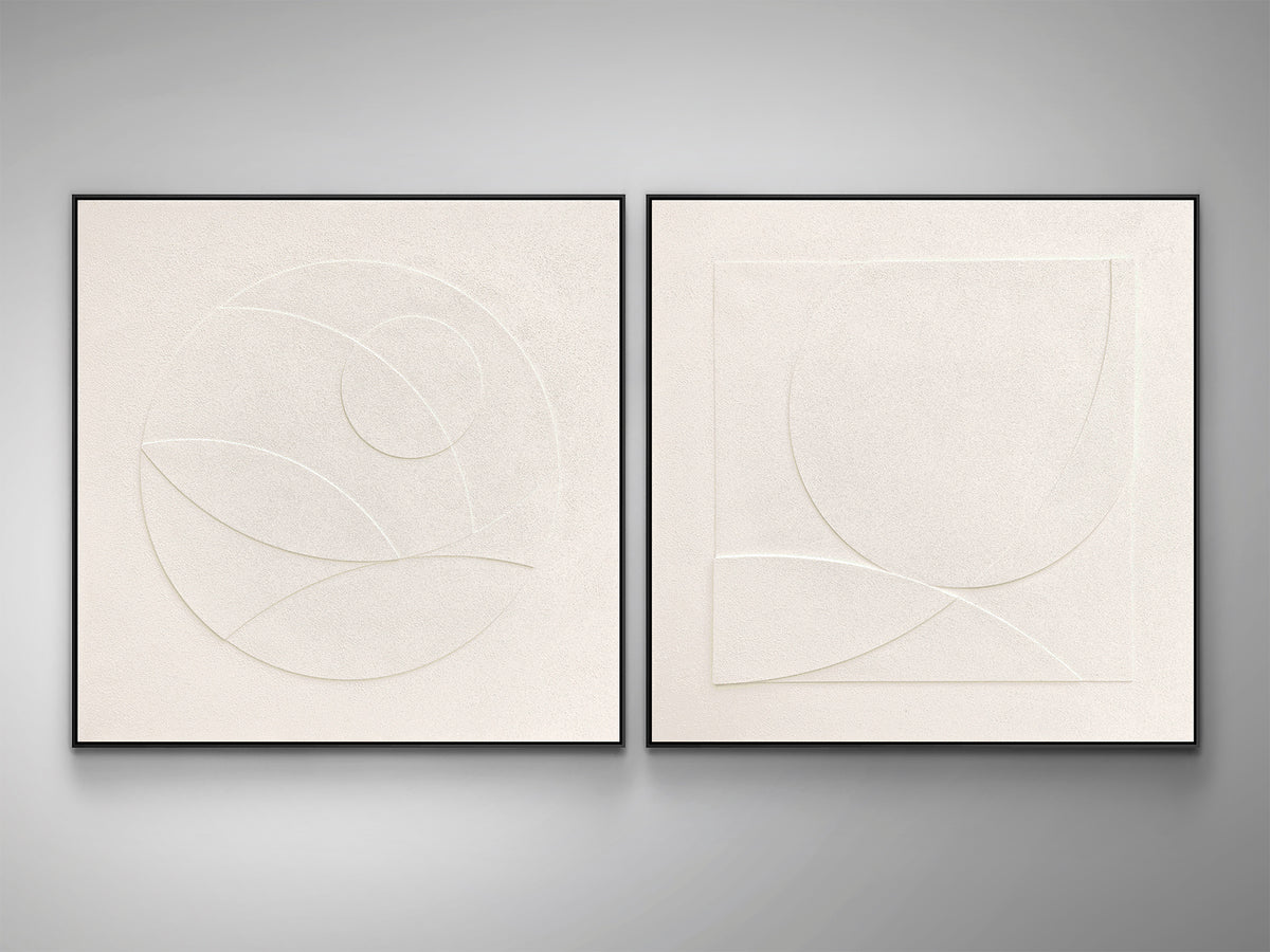 Set de Bajorrelieves Decorativos Albos 100x100 cm Marco Negro Schuller en ambiente decorado | Schuller