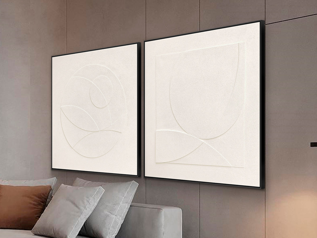 Set de Bajorrelieves Decorativos Albos 100x100 cm Marco Negro Schuller en ambiente decorado | Schuller