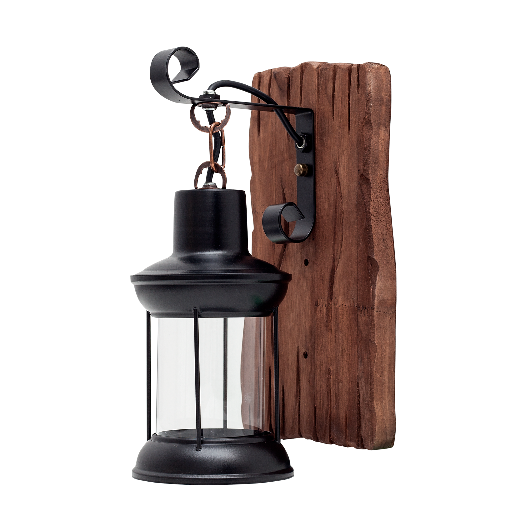 Aplique Finca fabricado en metal y madera color negro/marrón estilo rústico