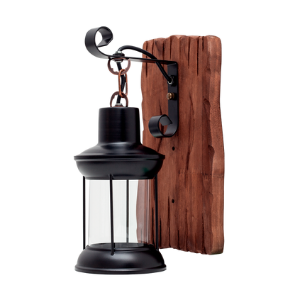 Aplique Finca fabricado en metal y madera color negro/marrón estilo rústico