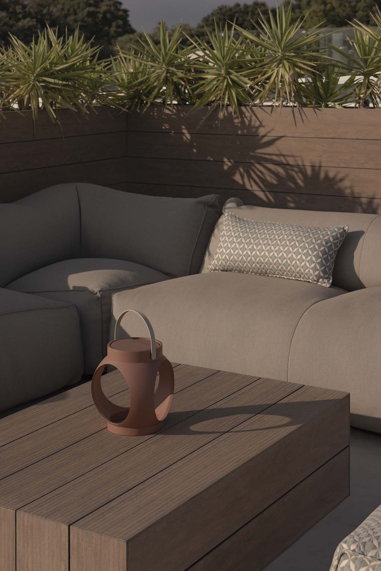 Lámpara Candela fabricada en Polystone color Terracota