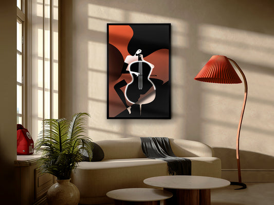 Cuadro con Luz LED Violonchelo 80x120 cm Negro Schuller en ambiente decorado | Schuller