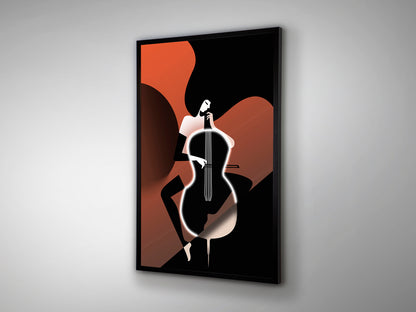 Cuadro con Luz LED Violonchelo 80x120 cm Marco Negro Schuller en ambiente decorado | Schuller