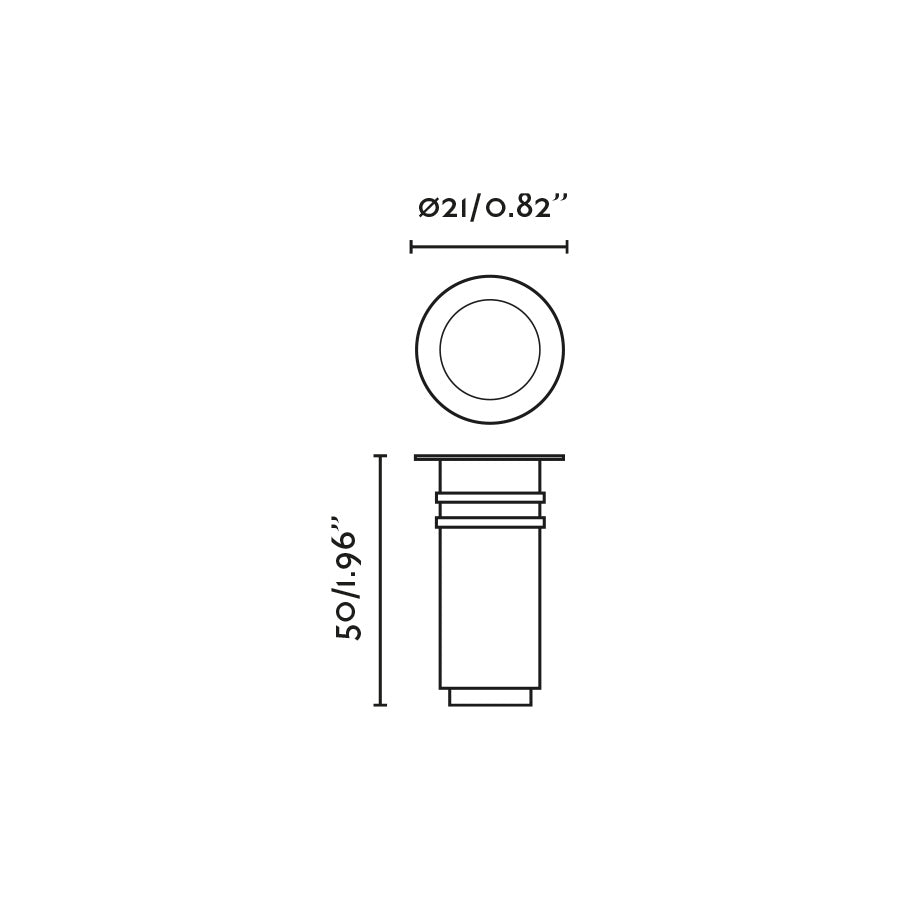 Plano con medidas de Foco Empotrable de Suelo LED GRUND 1W 2700K Inox Satinado FARO