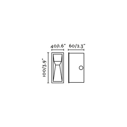 Plano con medidas de Empotrable de Pared Exterior TIL Blanco LED 3W Faro