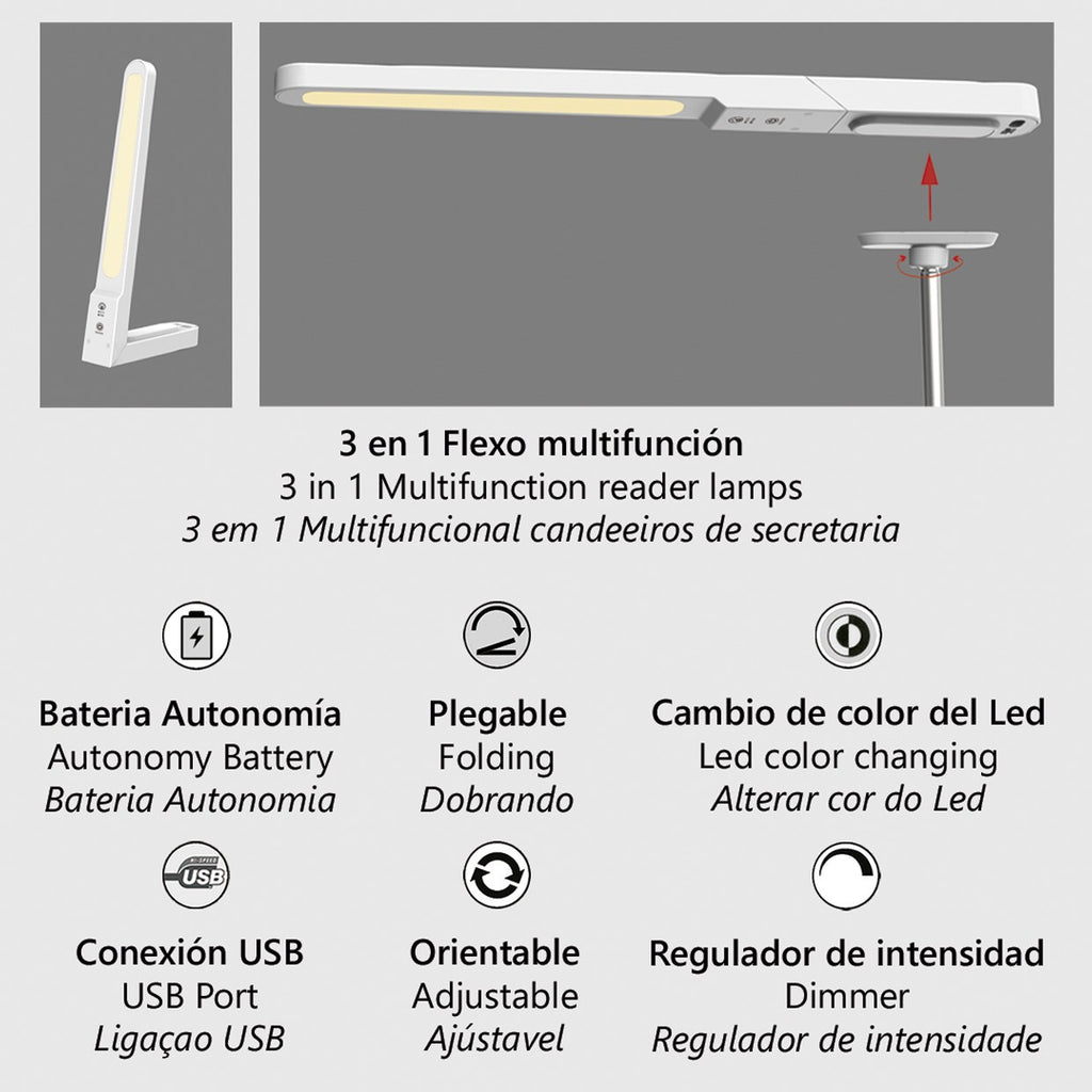 Esquema con dimensiones del flexo LED Rex ALEMAR 11x41x39 cm
