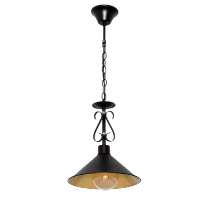 Lámpara Azalea fabricada en metal color negro y oro, estilo rústico