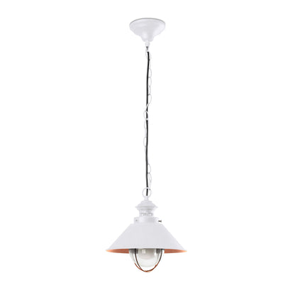 Lámpara Colgante NÁUTICA 260 Blanco y Cobre FARO para exterior, terraza y jardín. Ref. 71106