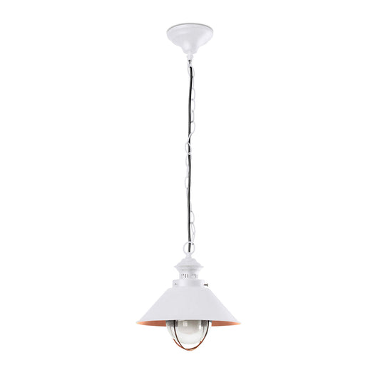 Lámpara Colgante NÁUTICA 260 Blanco y Cobre FARO para exterior, terraza y jardín. Ref. 71106