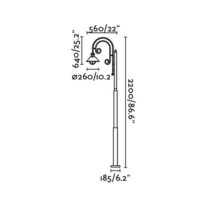 Farola de jardín con protección IP33 ideal para resistir agua y polvo.