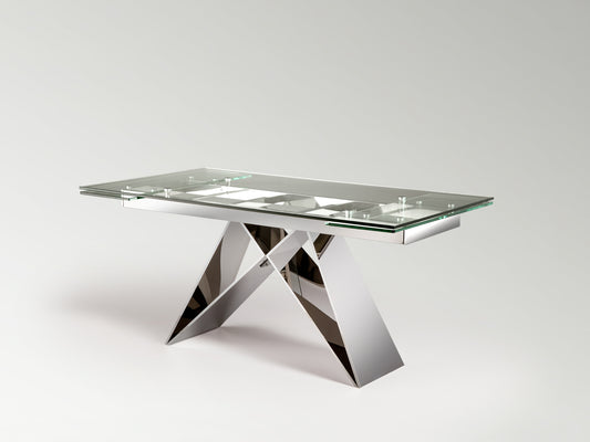 Mesa de Comedor Extensible Mika 160/220 cm Acero y Cristal Schuller en ambiente decorado | Schuller