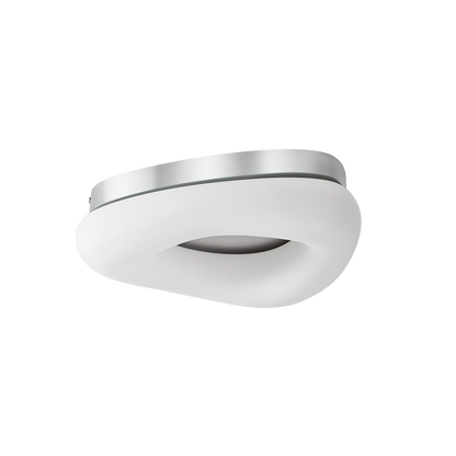 Plafón Paris fabricado en metal y policarbonato color blanco/plata, con LED integrado y mando a distancia.