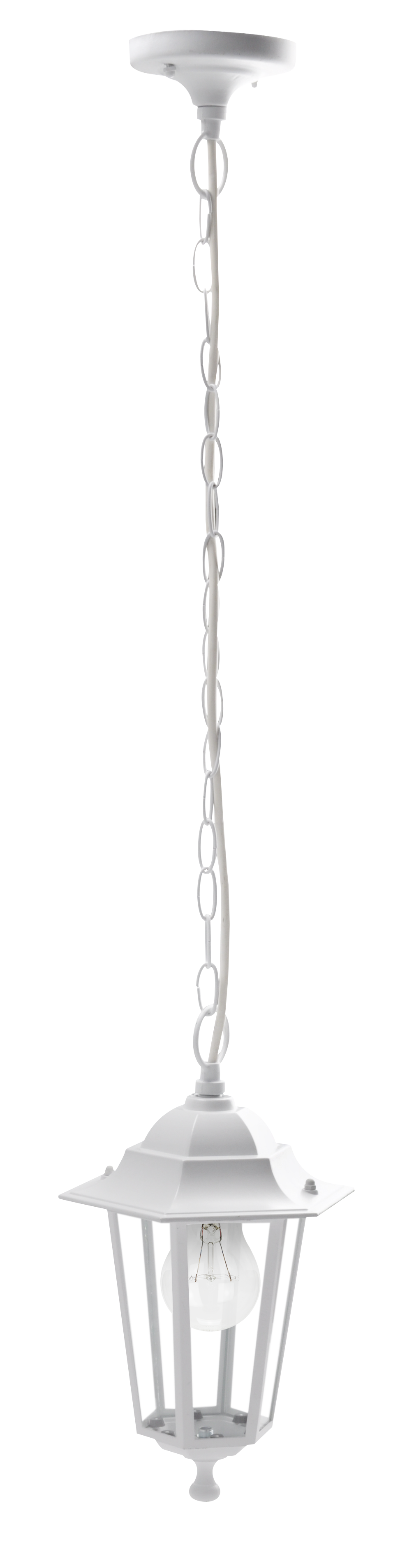 Colgante Auriga fabricado en aluminio color blanco, ideal para iluminación exterior