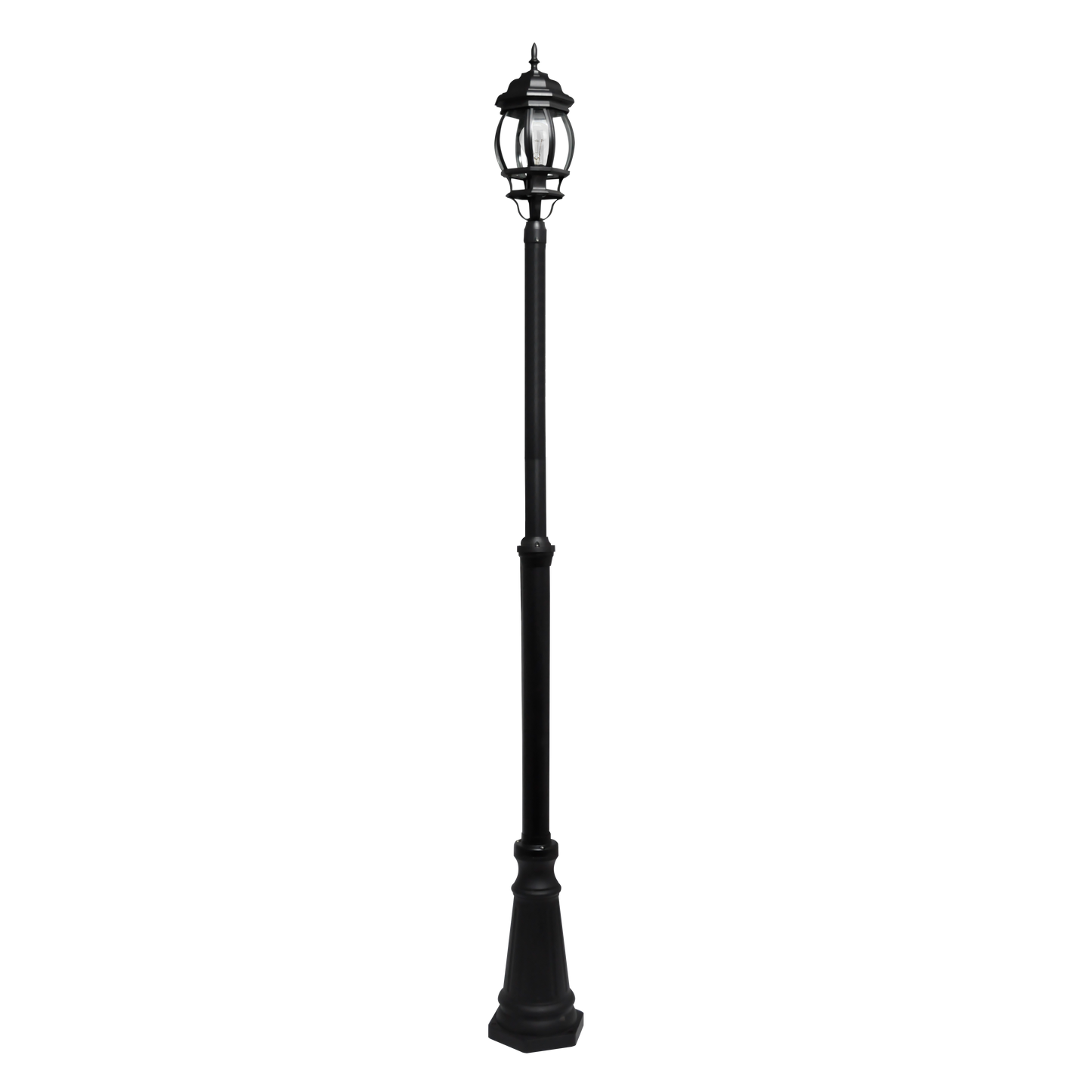 Farola Caelum fabricada en aluminio color negro, ideal para exterior