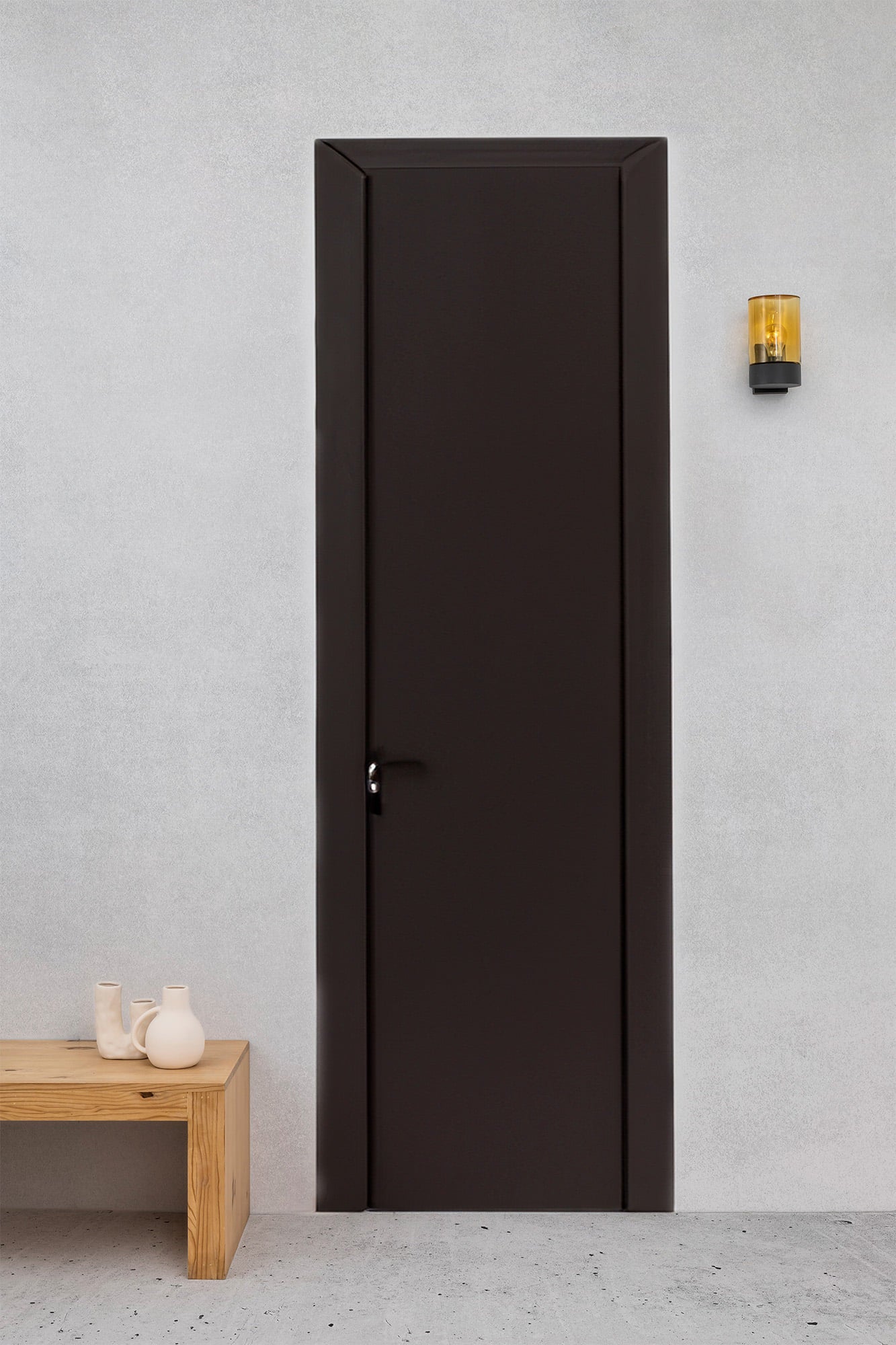 Aplique KILA fabricado en aluminio color gris oscuro con difusor ámbar