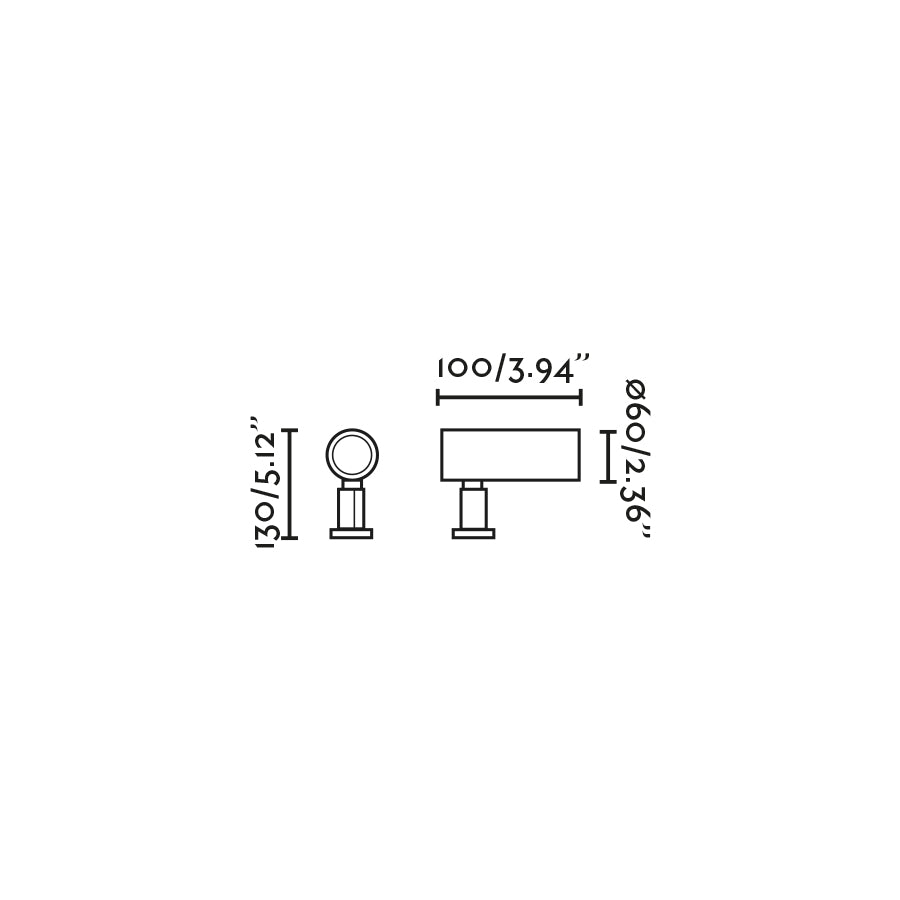 Plano con medidas de Proyector Estaca Exterior Sau 130 Negro GU10 IP65 Faro