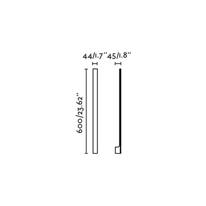 Plano con medidas de Aplique Exterior LIME 600 60 cm Negro Luz Indirecta FARO