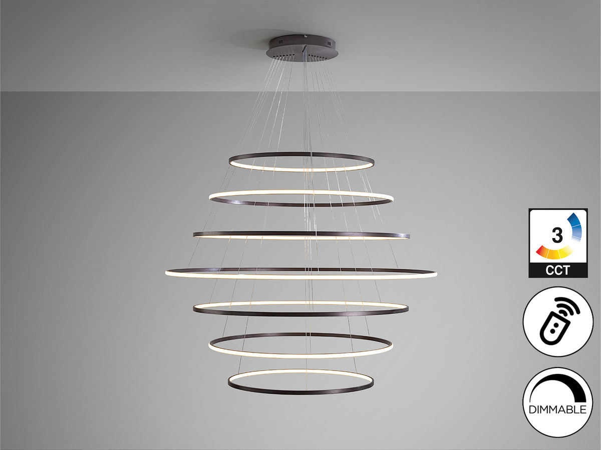 Lámpara Colgante LED Odessa 7 Aros 150 cm Bronce Schuller en ambiente decorado | Schuller