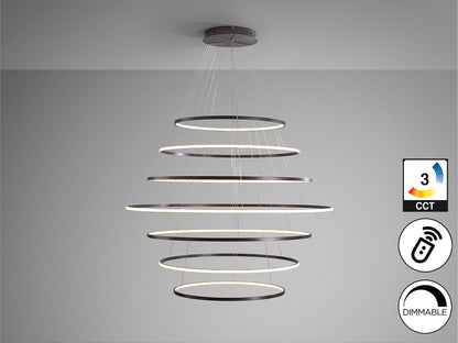 Lámpara Colgante LED Odessa 7 Aros 150 cm Bronce Schuller en ambiente decorado | Schuller