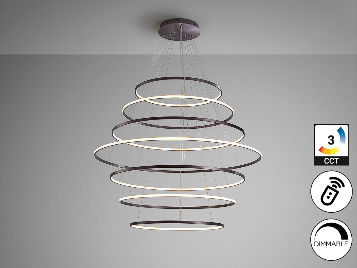 Lámpara Colgante LED Odessa 7 Aros 150 cm Bronce Schuller en ambiente decorado | Schuller