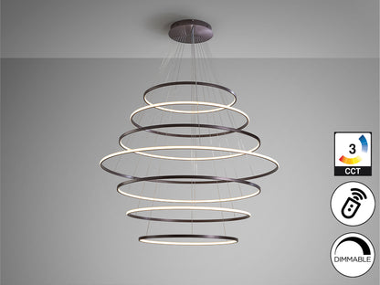 Lámpara Colgante LED Odessa 7 Aros 150 cm Bronce Schuller en ambiente decorado | Schuller
