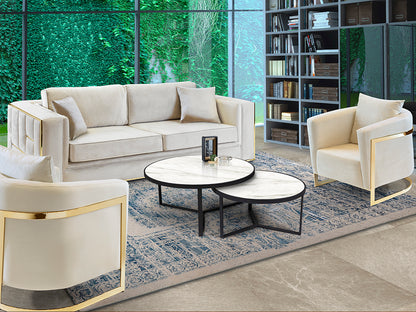 Set de 2 Mesas Auxiliares Naira Mármol Blanco y Negro Mate Schuller en ambiente decorado | Schuller